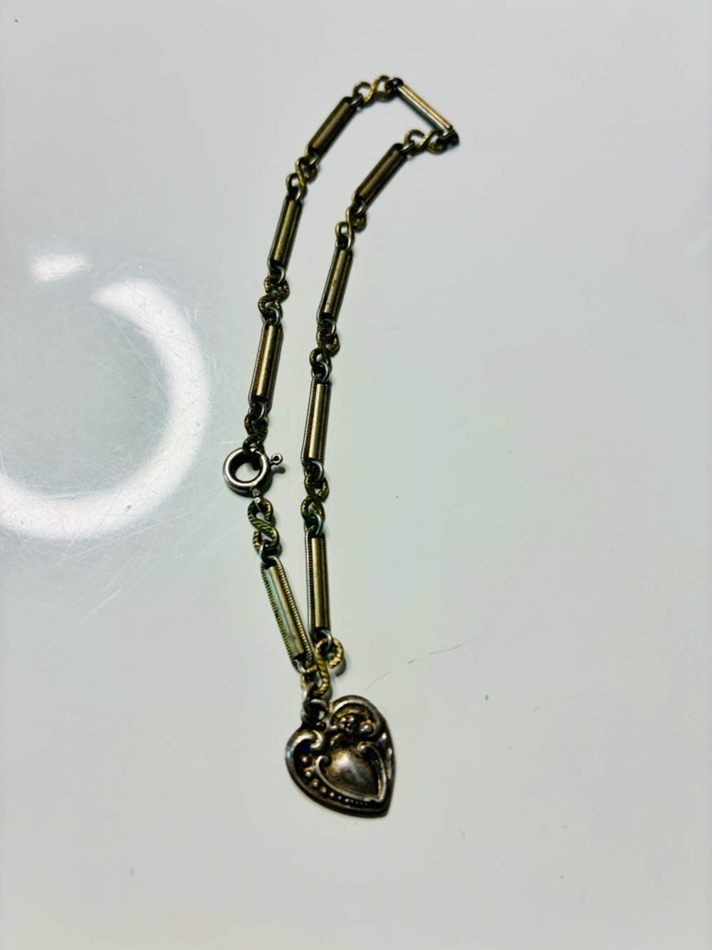 VTG Silver Filigree Heart Charm Bracelet Gothic Romance Feminine Love Danity